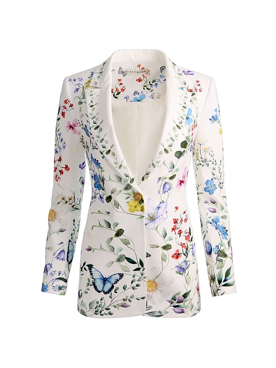 Women's Breann Floral Fitted Blazer - Twisting Vines Off White - Size 14