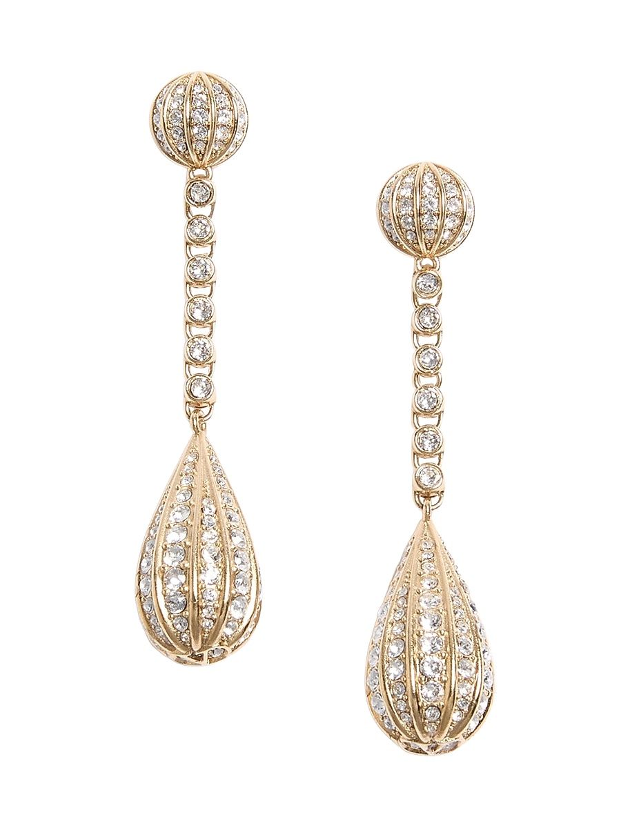 Women's Poetique Des Gouttes Earrings in Metal and Swarovski Crystals - Gold Crystal