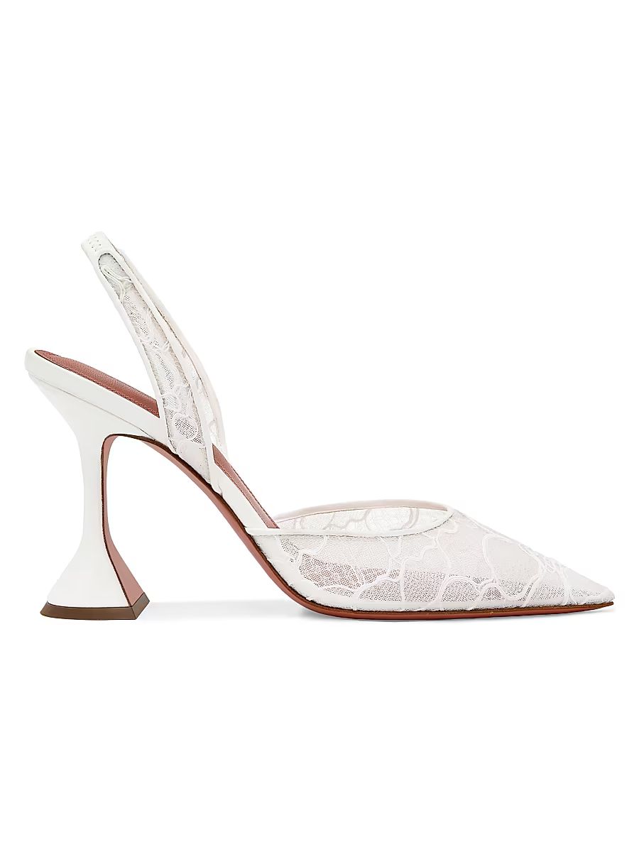 Women's Holli 95MM Lace Slingback Pumps - Ivory Lace - Size 6.5