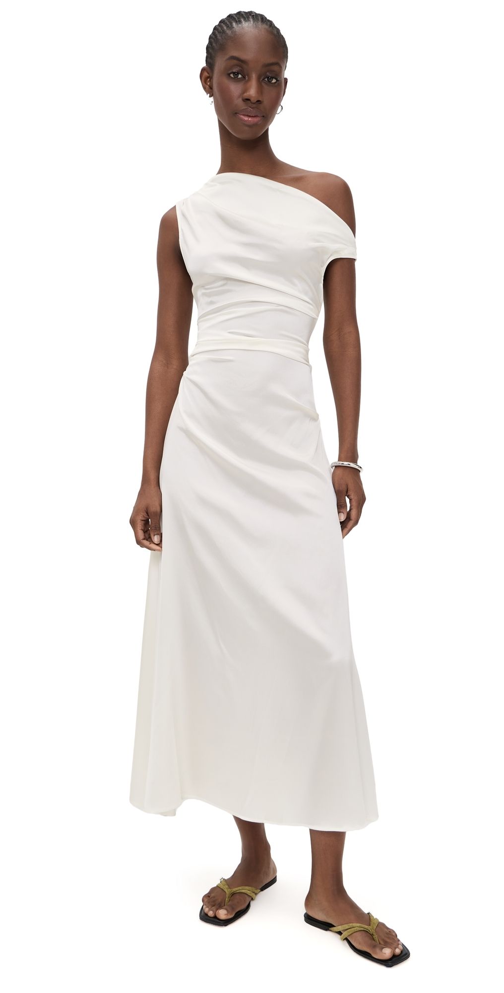 STAUD Phare Silk Dress Ivory 0
