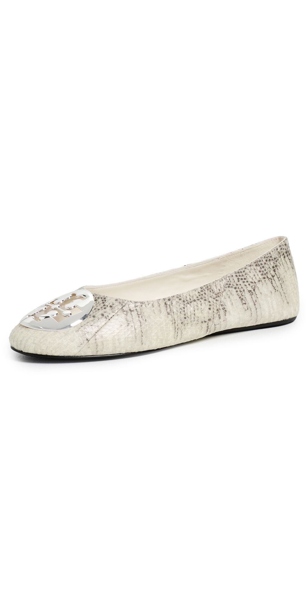 Tory Burch Reva Ballet Flats Lizard Snakeskin/Silver 7.5