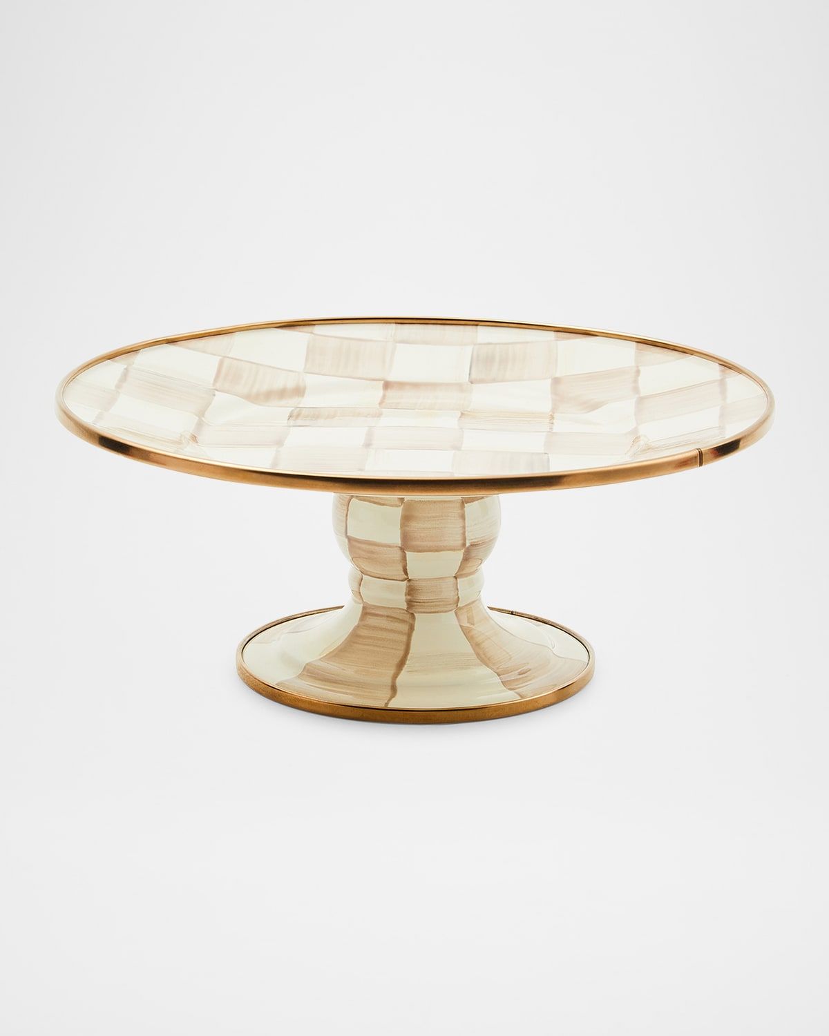 Mocha Check Mini Pedestal Platter