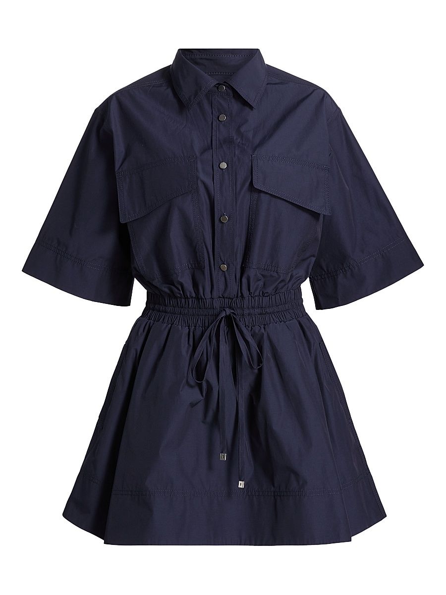 Women's Sabrina Cotton-Poplin Drawstring Minidress - Dark Navy - Size XS