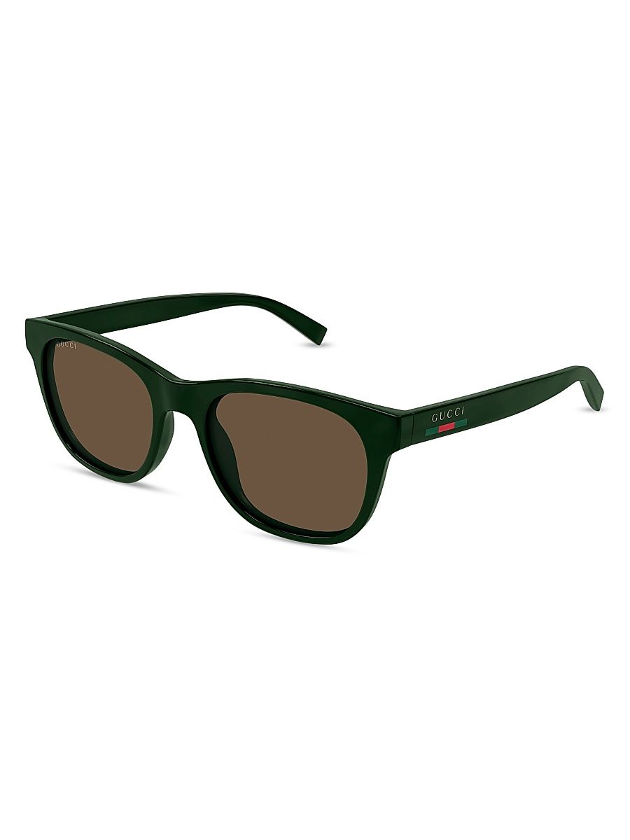 Men's Gucci Lines 54MM Square Sunglasses - Green Brown