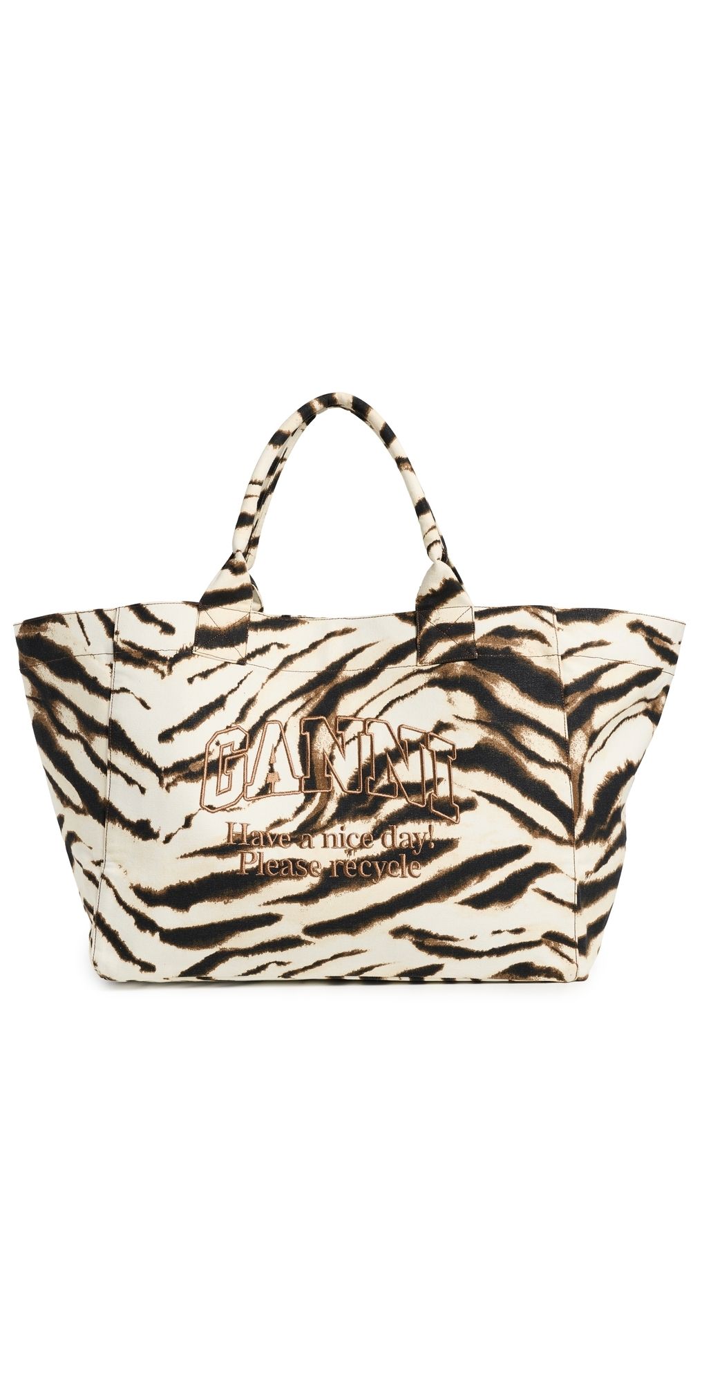 GANNI XXL Zebra Shopper Tote Egret One Size