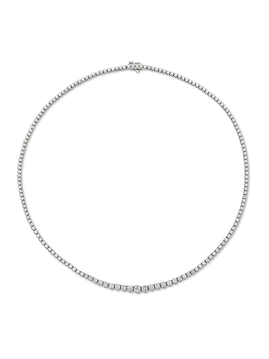 Women's 18K White Gold & 5.42 TCW Diamond Graduated Necklace - White Gold