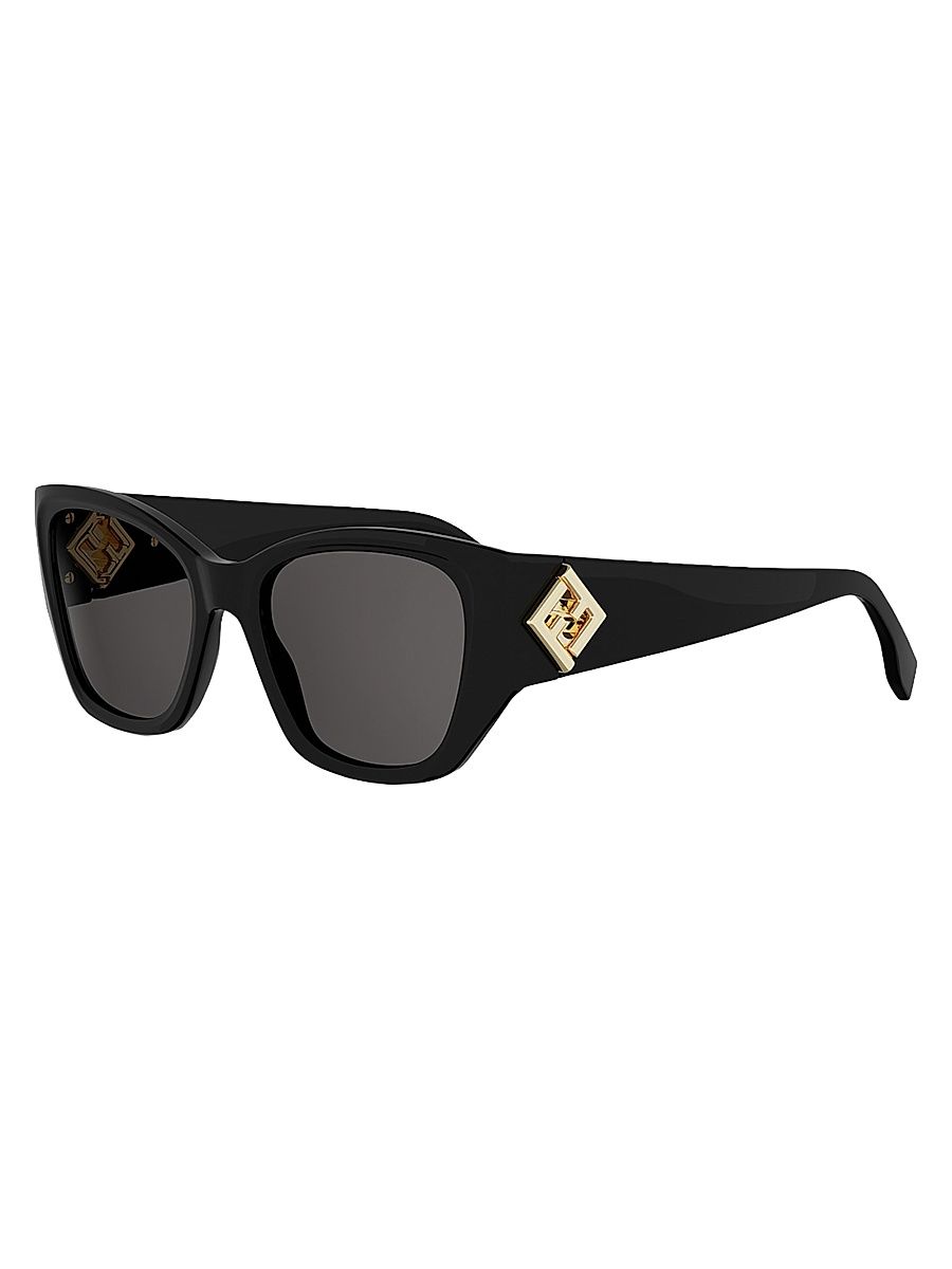 Women's 54MM Cat-Eye Sunglasses - Shiny Black Smoke