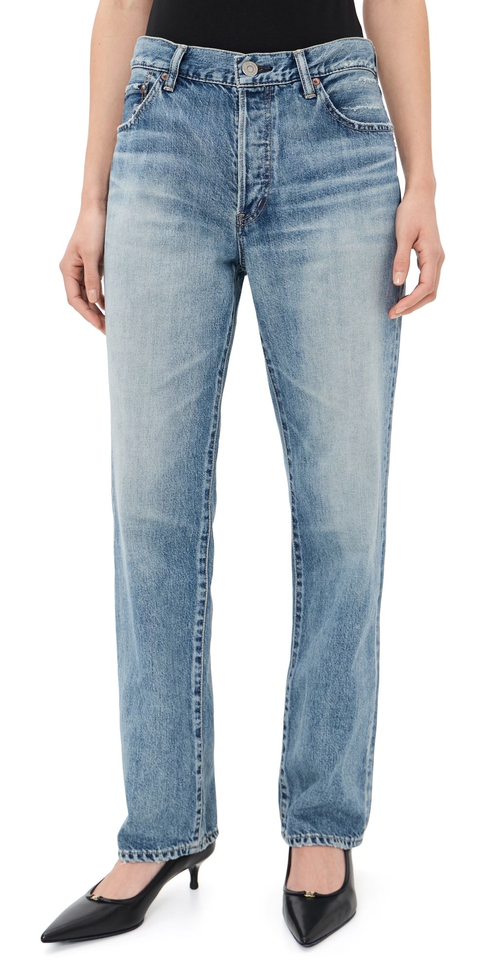 MOUSSY VINTAGE Leyden Straight Leg Jeans Light Blue 27