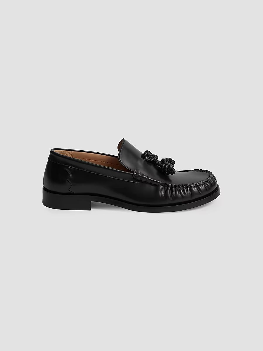 Men's Ugo Coaxial Knot Leather Loafers - Black - Size 13