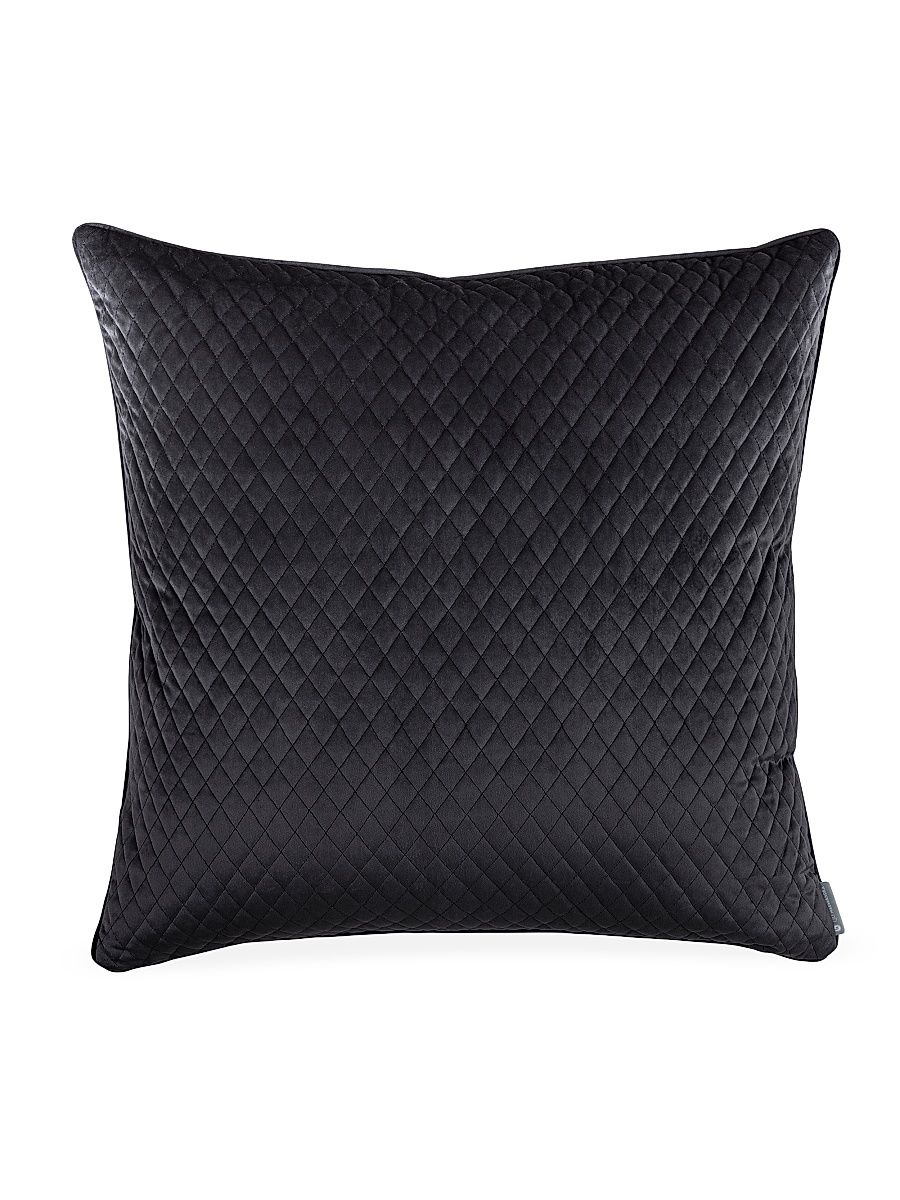Valentina Quilted Velvet Pillow - Black - Size 26 x 26