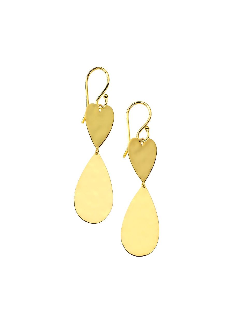 Women's Classico Crinkle 18K Yellow Gold Double-Drop Earrings - Gold