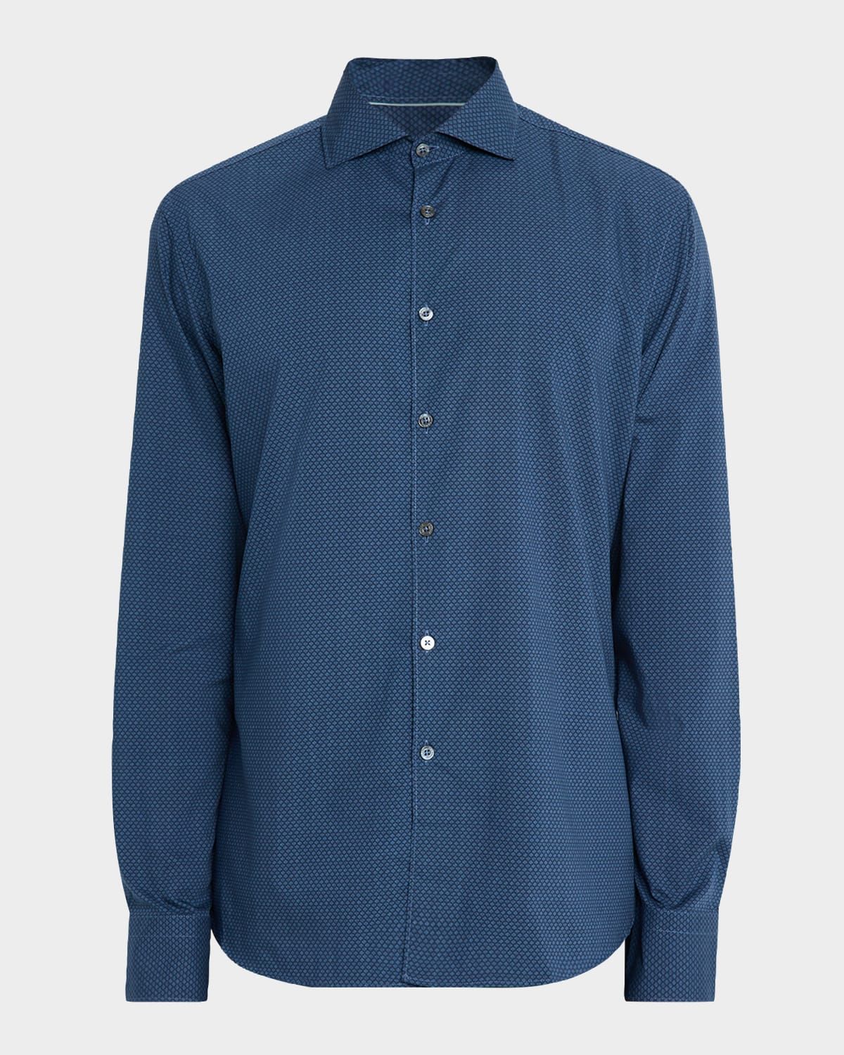 Men & apos;s Neat Geometric Cotton and Lyocell Sport Shirt