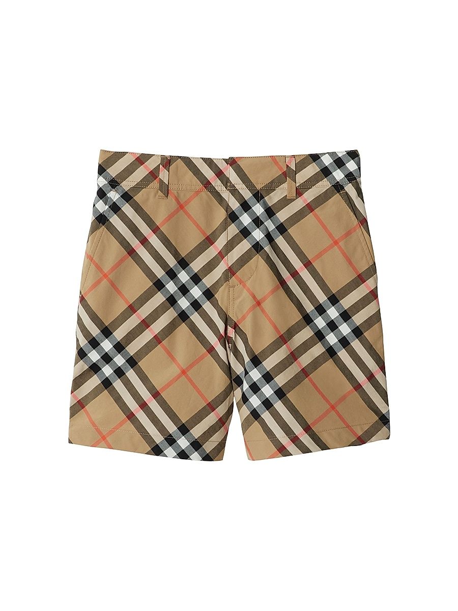 Little Boy's & Boy's Check Cotton Shorts - Sand Check - Size 6 Months