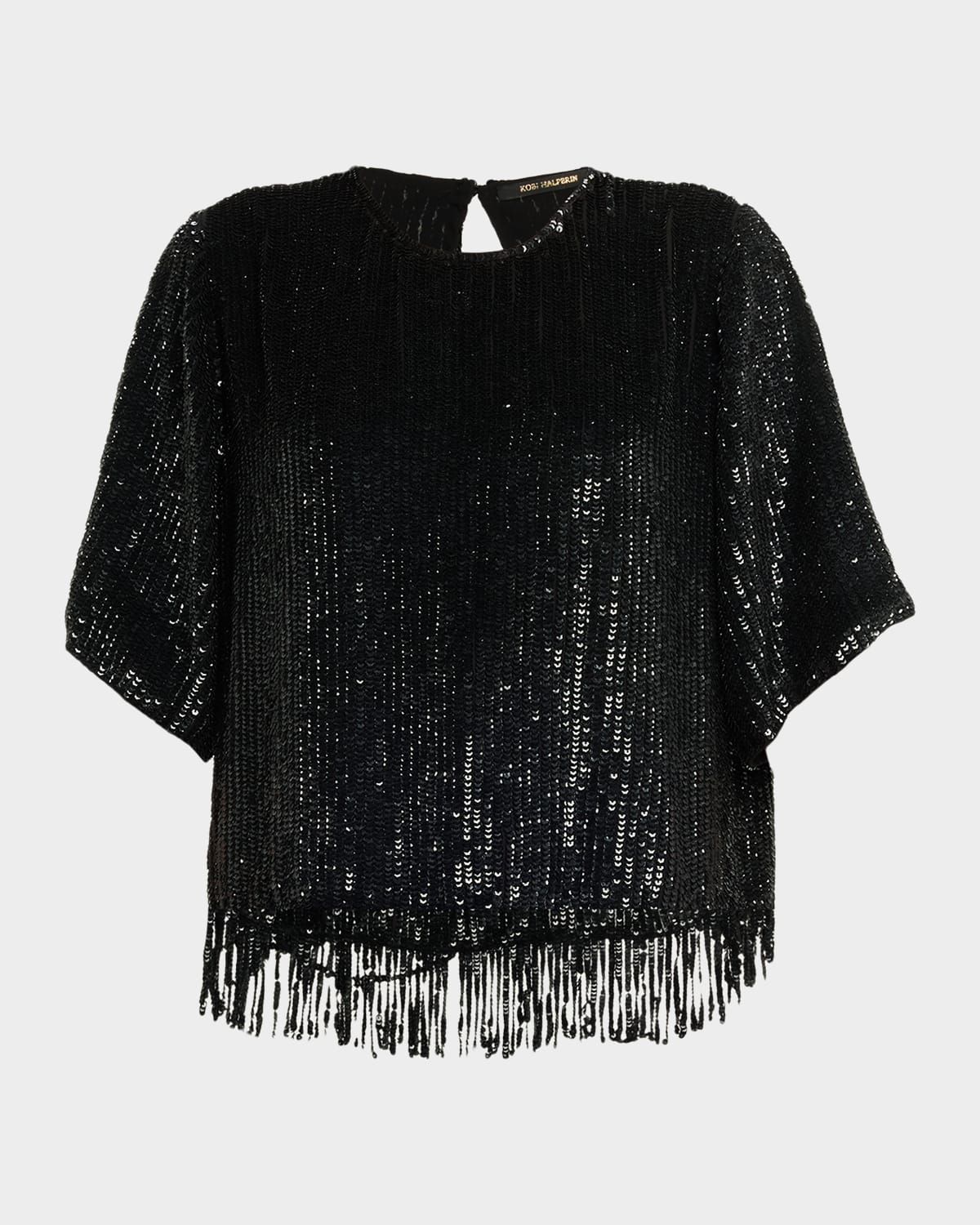 Yona Fringed Sequin Blouse