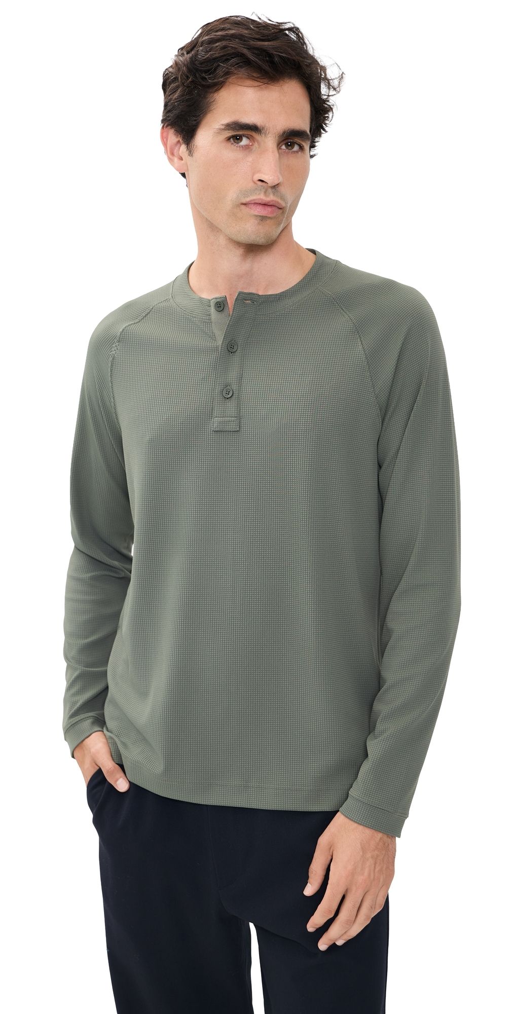 Rhone Waffle Tech Henley Olive Shadow XL