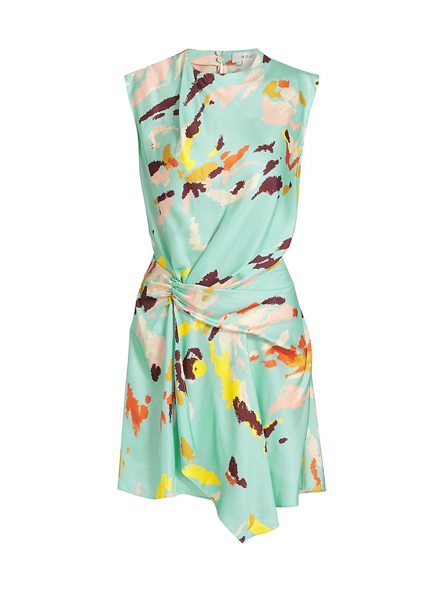 Women's Dion Printed Sleeveless A-Line Minidress - Mint Multi - Size 0