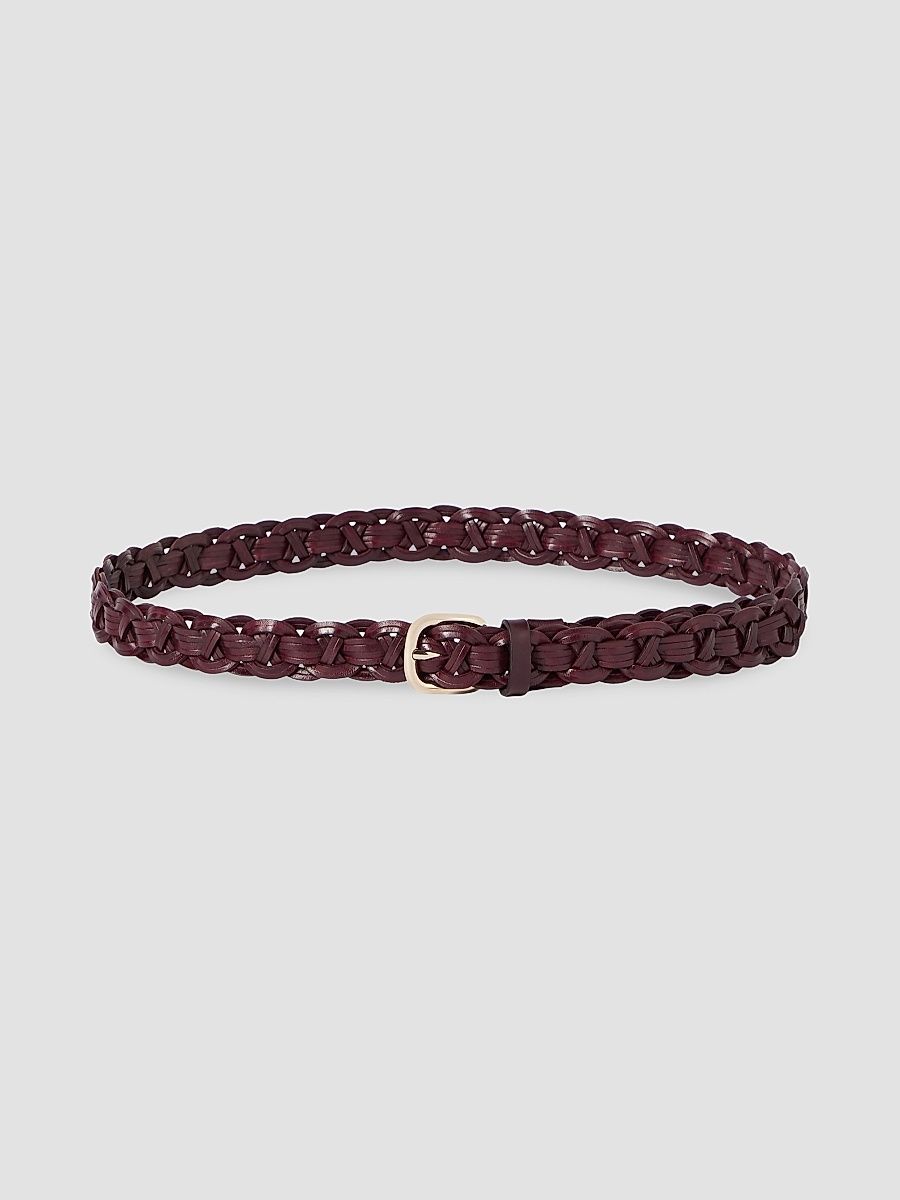 Men's Leather Braided Belt - Burgundy - Size 34