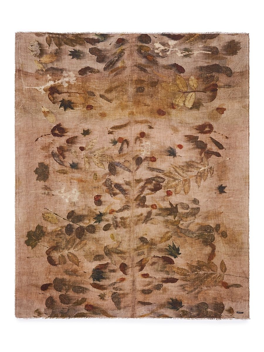 Women's Ely Printed Wool-Cashmere Scarf - Beige Green Rust