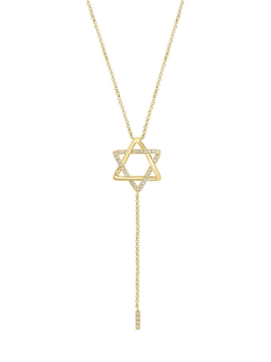 Women's Star Of David 14K Yellow Gold & 0.11 TCW Diamond Lariat Necklace - Yellow Gold