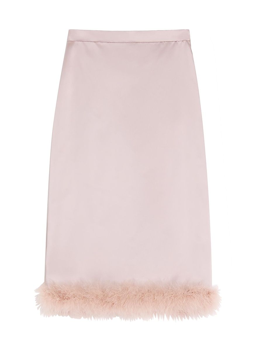 Women's Satin Skirt with Feathers - Mauve - Size 6