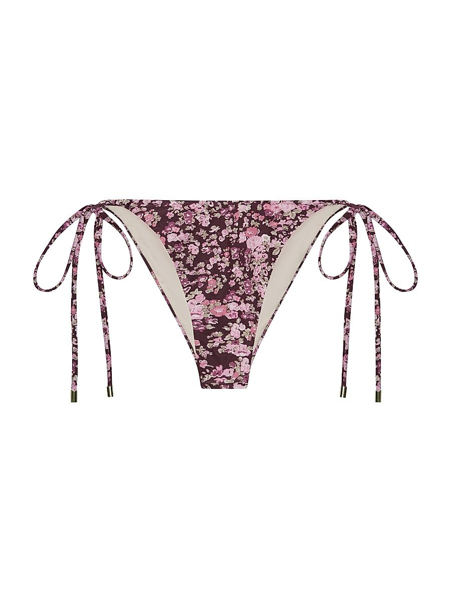 Women's Tapestry Ruched Channel String Bikini Bottom - Viola - Size XL