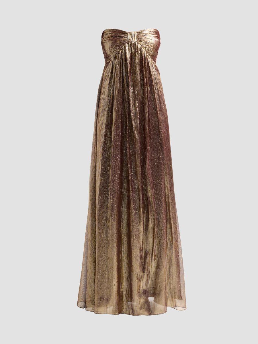 Ramy Brook Women's Liberty Metallic Strapless Gown - Dark Gold Lame - Size 10