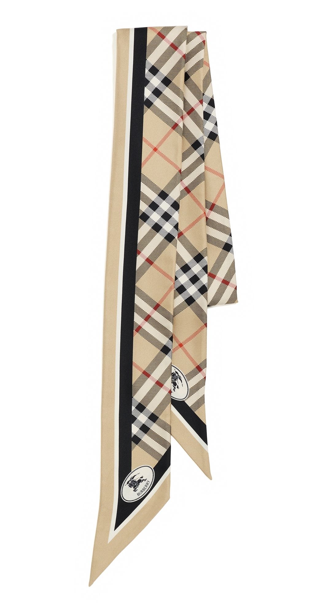 Burberry Check Silk Skinny Scarf Sand One Size