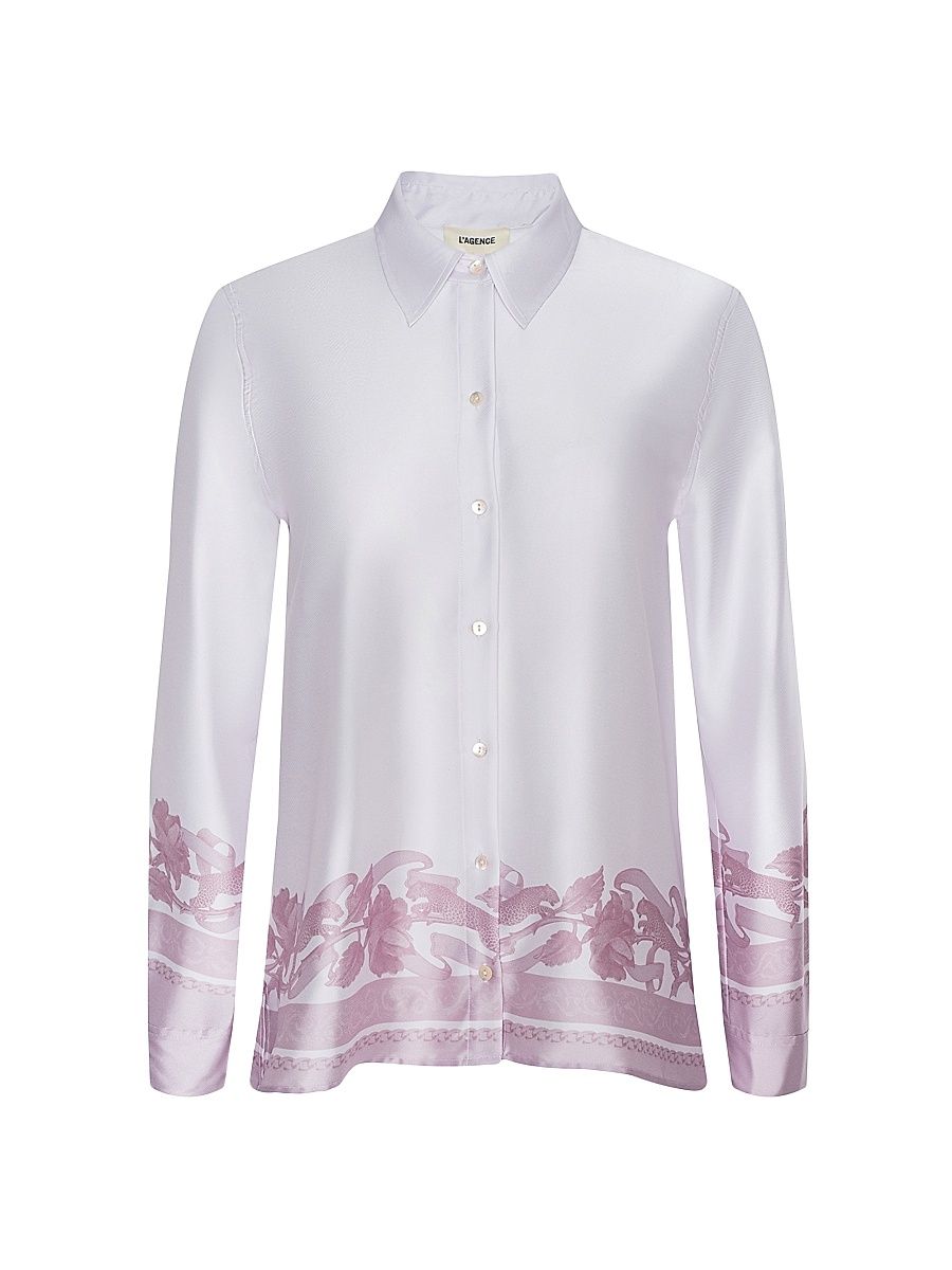 Women's Judy Scarf Satin Shirt - Mauve Multi Leopard - Size XL