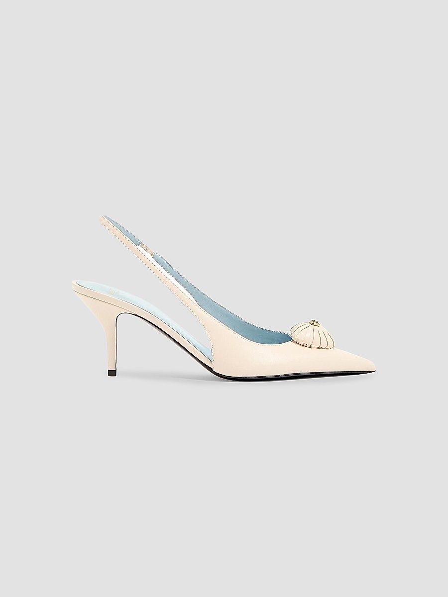 Valentino Women's Coeur Royal 75MM Slingback Pumps in Kidskin - Butter - Size 8