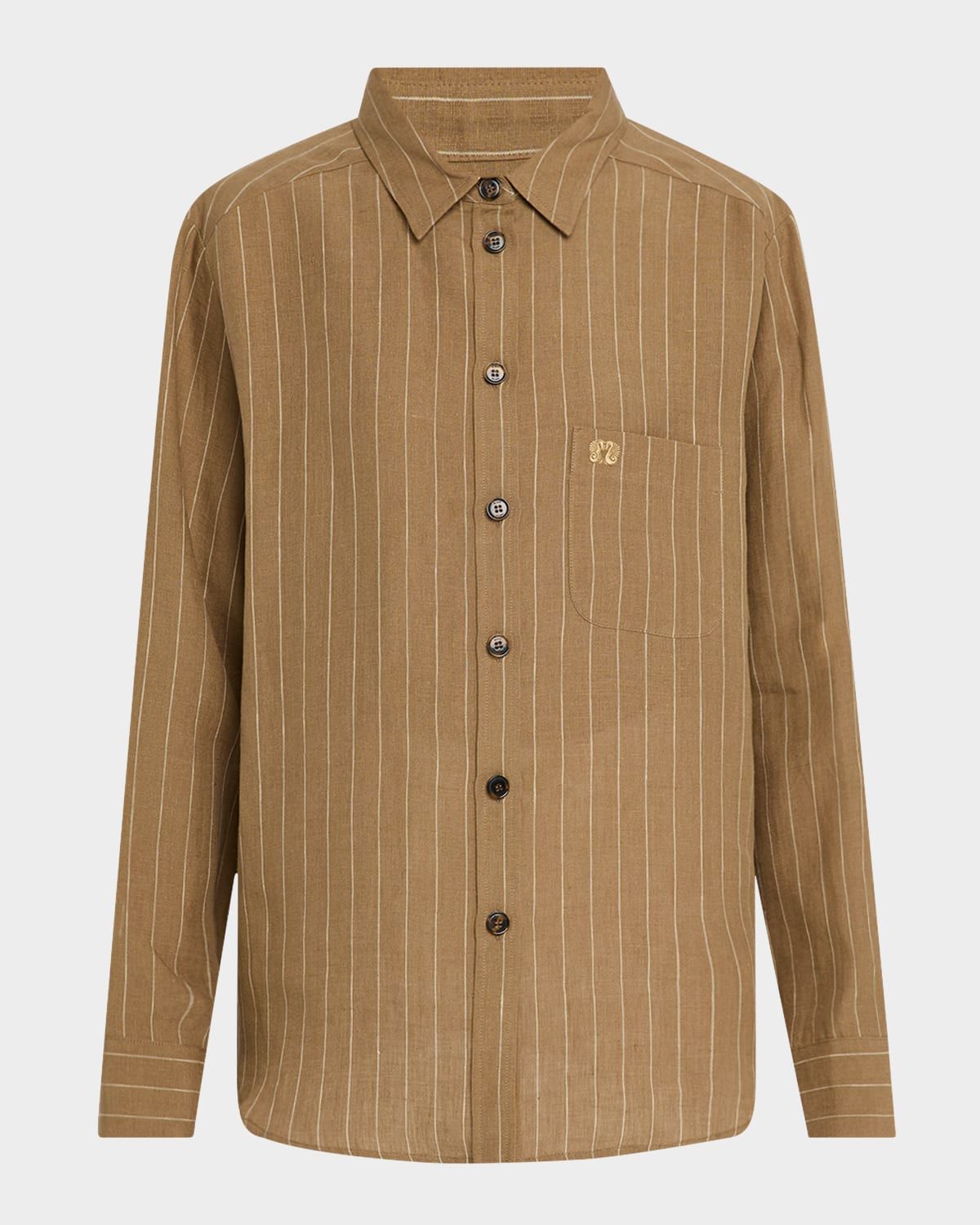 Heretique Anabas Striped Linen Button-Down Shirt
