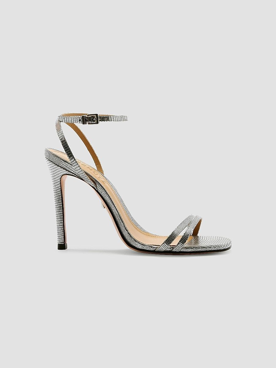 Schutz Women's Altina Metallic Embossed Leather Sandals - Prata - Size 11