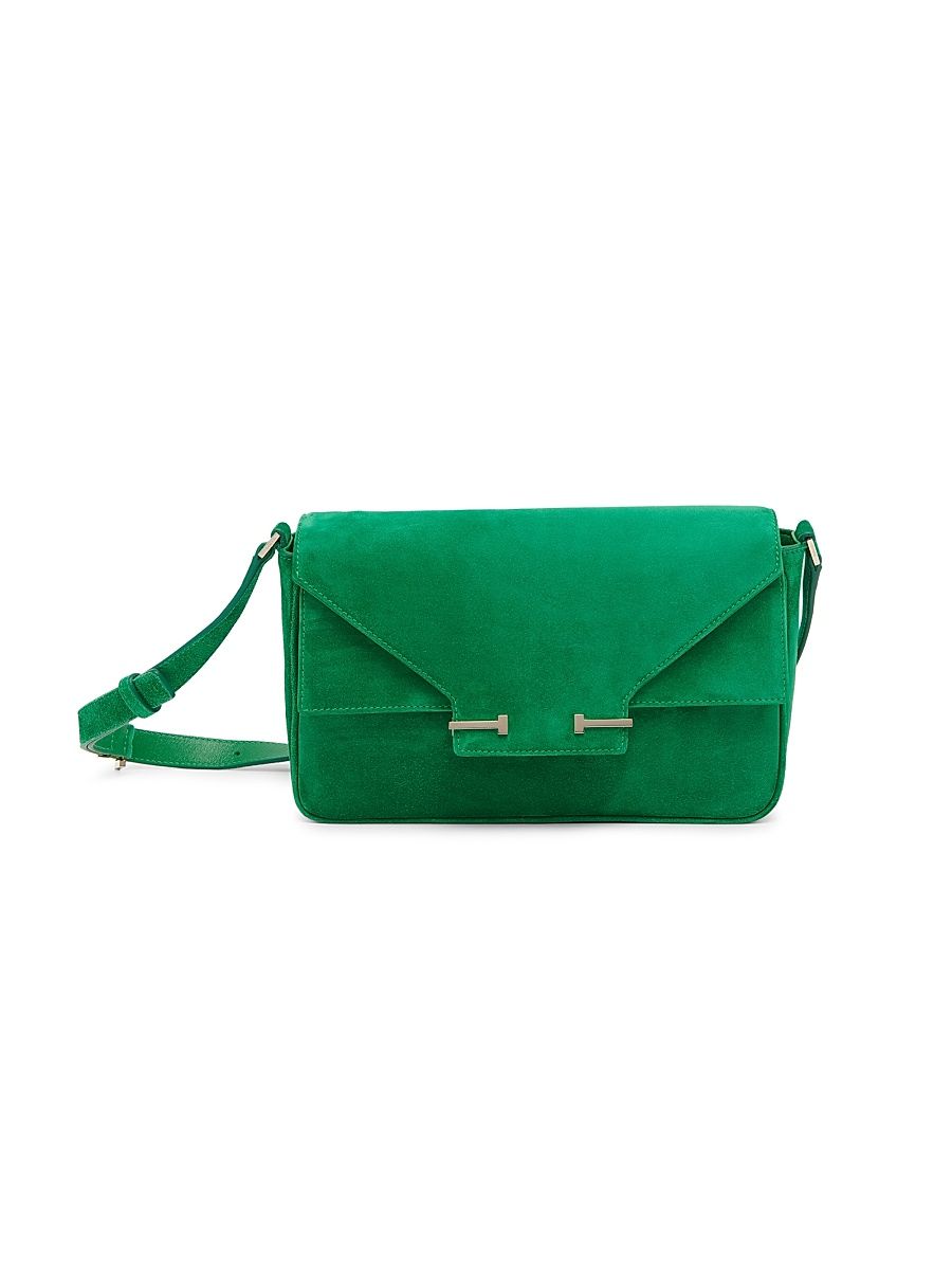 Women's Small Suede Shoulder Bag - Formal Garden