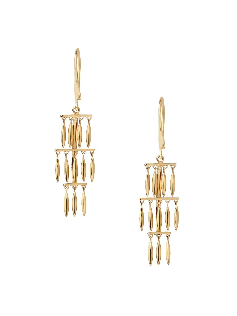 Women's Grass Multi Dewdrops 18K Yellow Gold Drop Earrings - Yellow Gold
