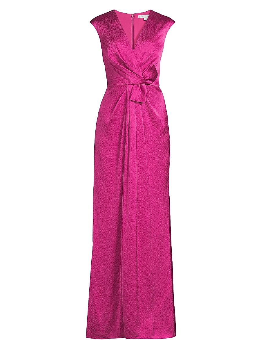 Women's Madison Pleated V-Neck Gown - Wild Berry - Size 16