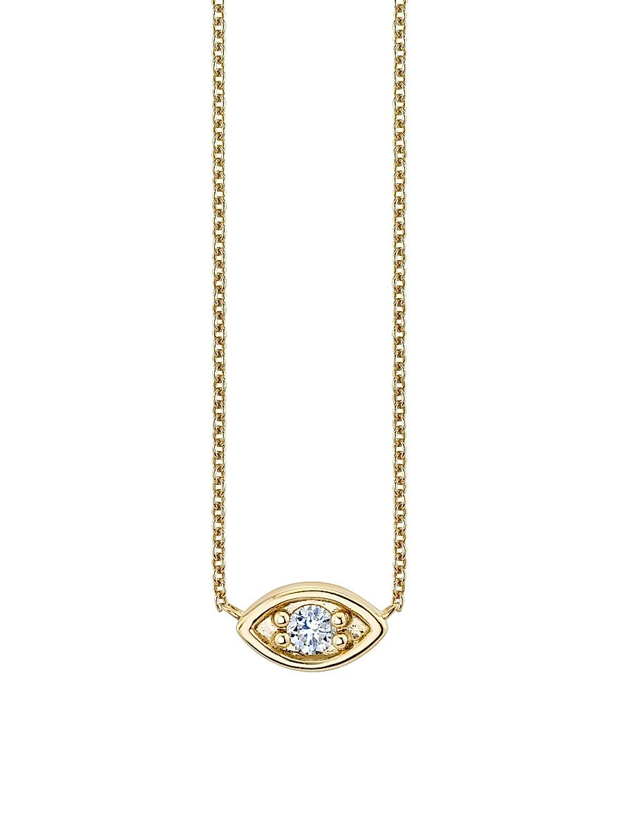 Women's Large Marquis Eye 14K Gold & Diamond Necklace - Gold