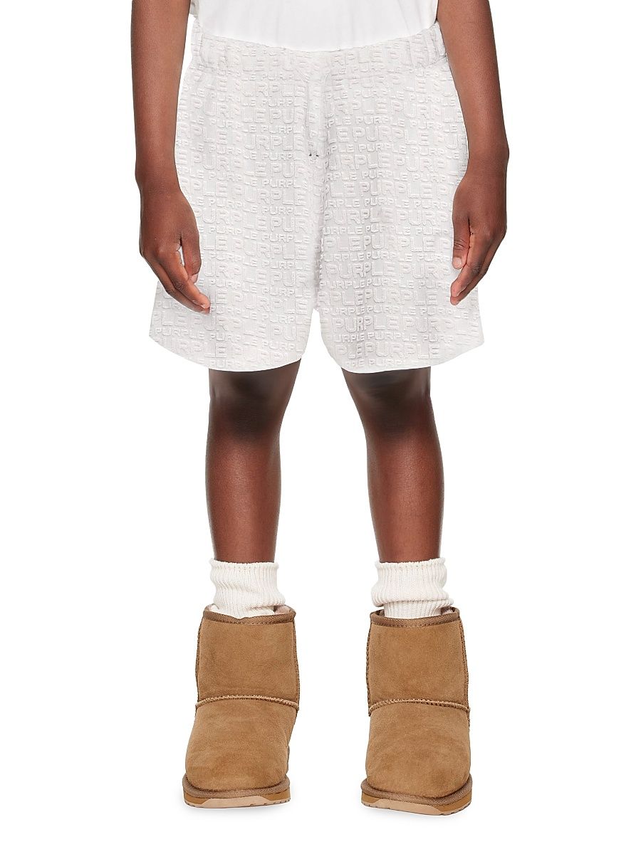 Little Boy's & Boy's Textured Logo Jacquard Shorts - Off White - Size 12