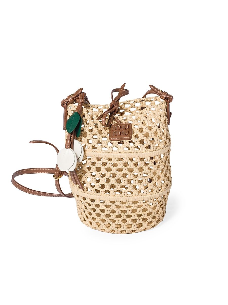 Women's Raffia Crochet Pouch - Beige Khaki