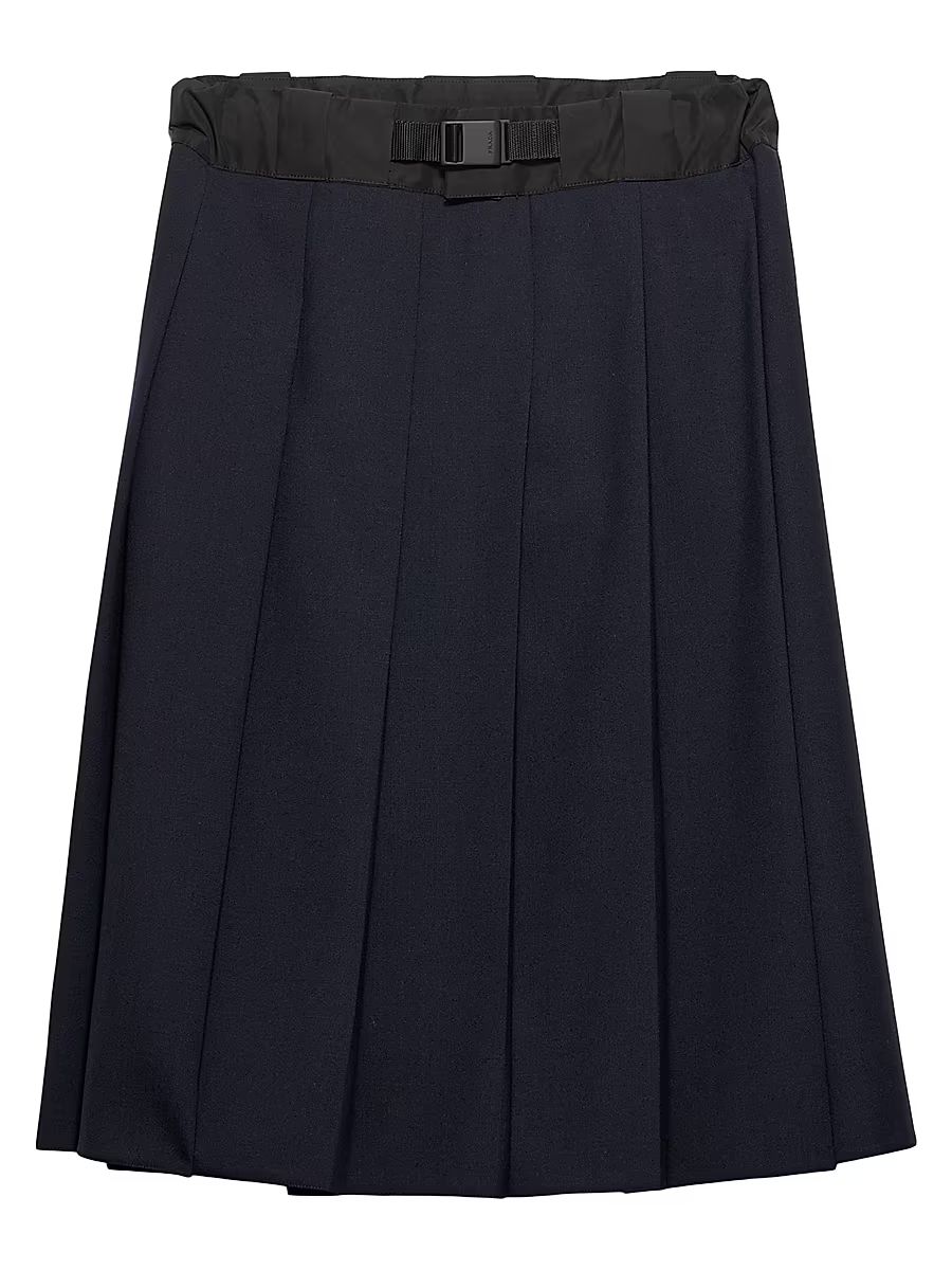 Women's Hopsack and Technical Fabric Midi-Skirt - Blue - Size 0
