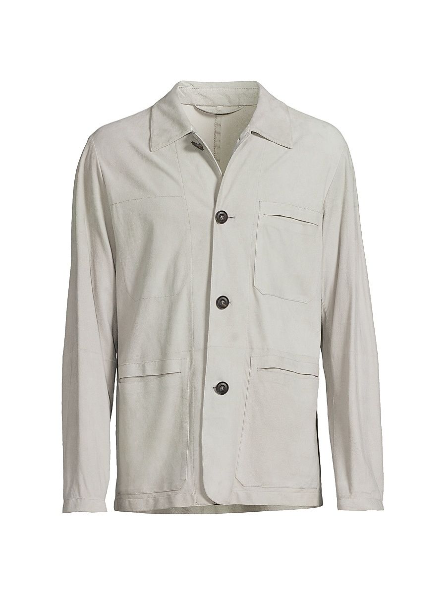 Men's Super Light Leather Jacket - Chalk - Size 46