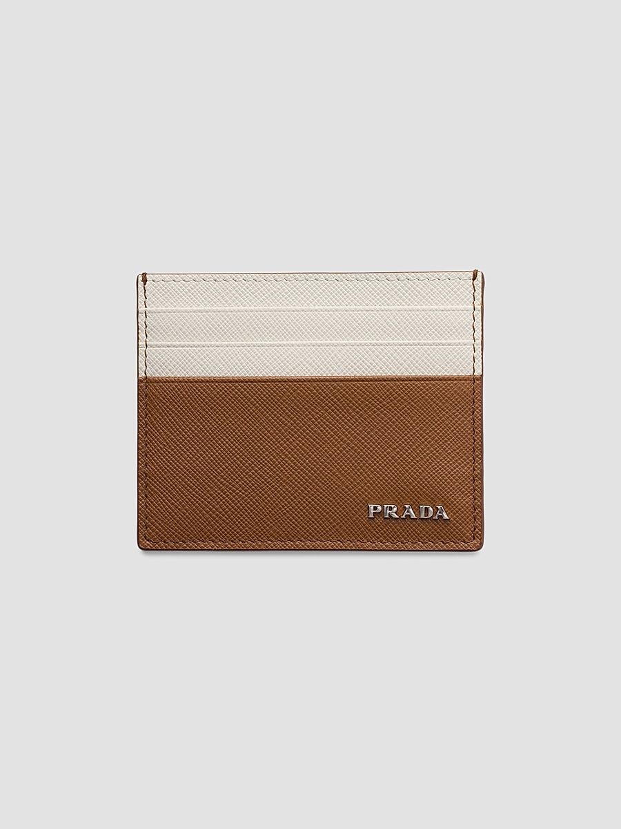 Prada Men's Saffiano Leather Card Holder - Brown