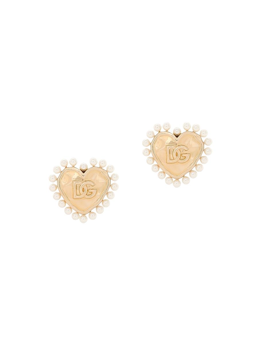 Women's Goldtone & Imitation Pearl Heart Clip-On Earrings - Yellow Gold