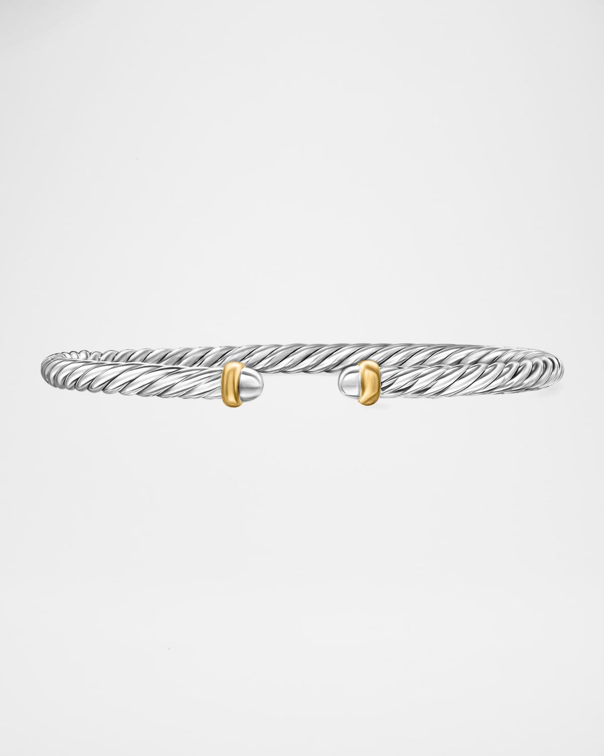Cable Flex Bracelet with Gemstone in Silver and 14K Gold, 4mm