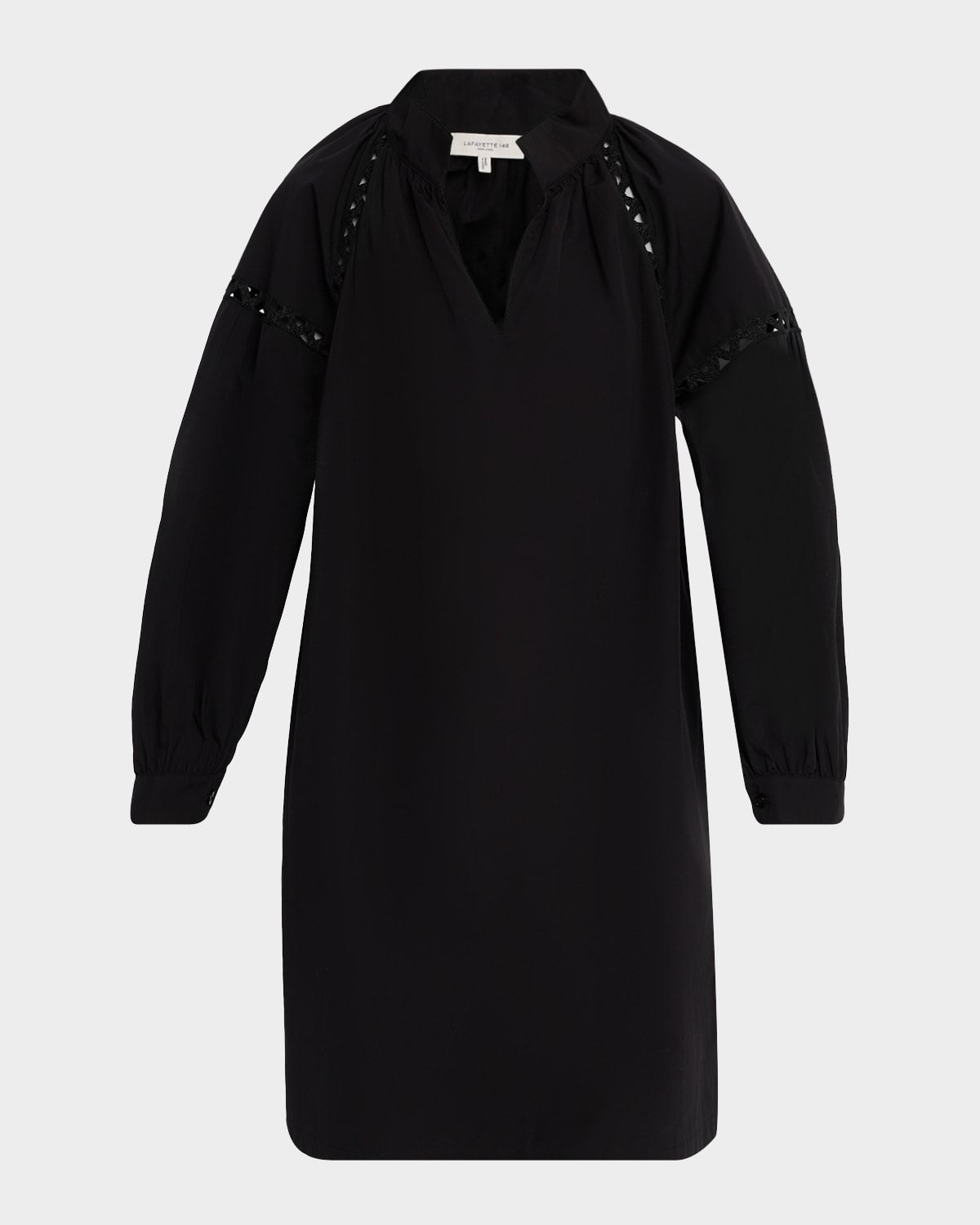 Soutache-Inset Cotton Poplin Dress