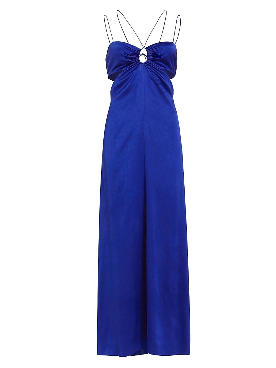 Women's Cut-Out Silk-Blend Maxi Dress - Ultramarine - Size Large