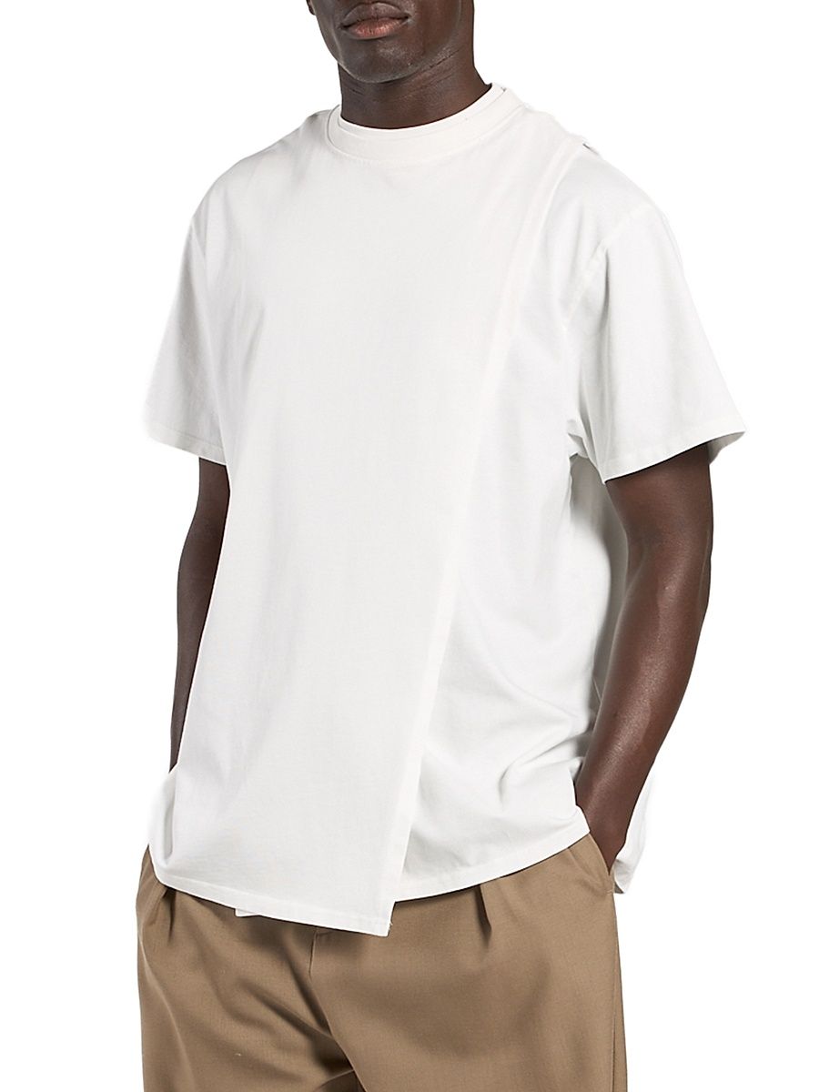 Men's Double Layer Cotton T-Shirt - White - Size XL