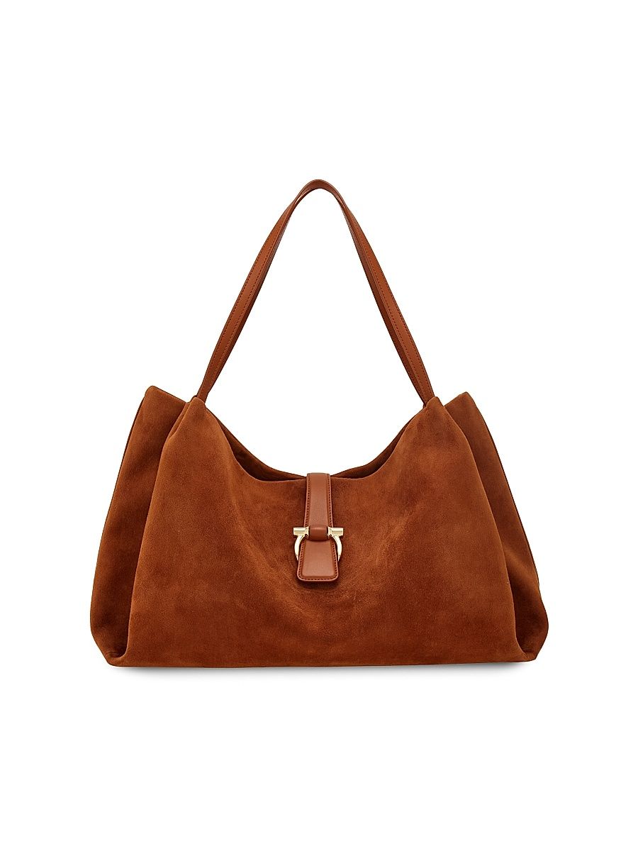 Women's Suede Gancini Tab Tote Bag - Naturale Resort