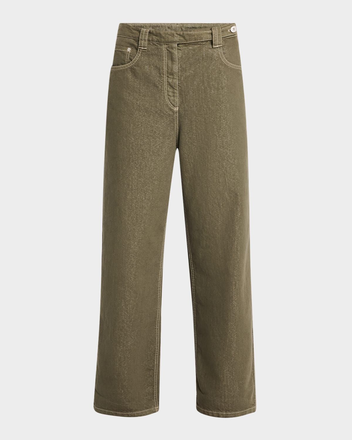 Metallic Garment Dye Straight-Leg Ankle Jeans