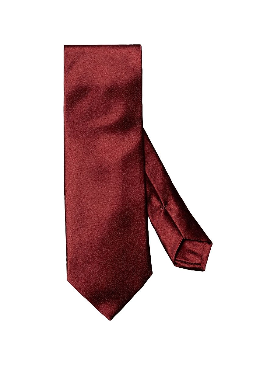 Men's Solid Satin Silk Tie - Red