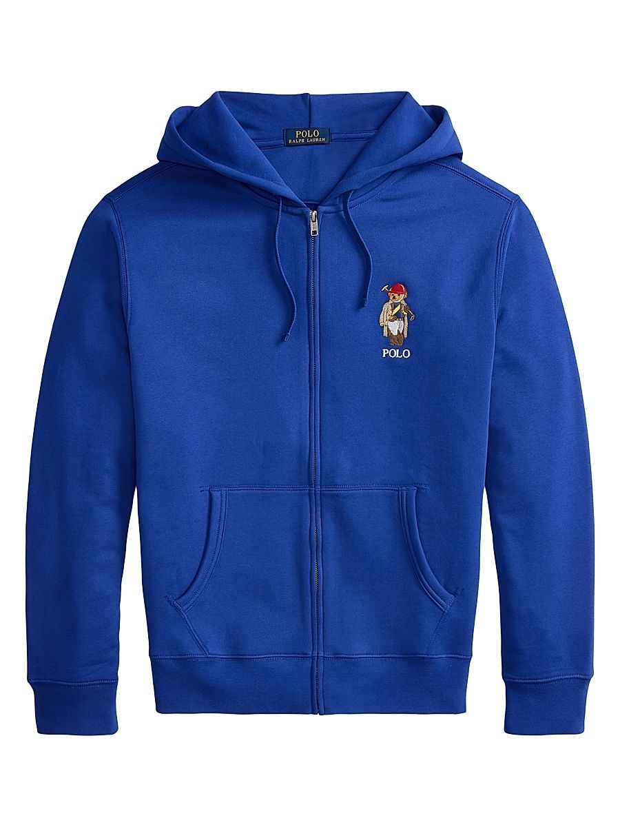 Men's Polo Bear Hooded Zip-Up Sweatshirt - Sapphire Star Society Bear - Size Large