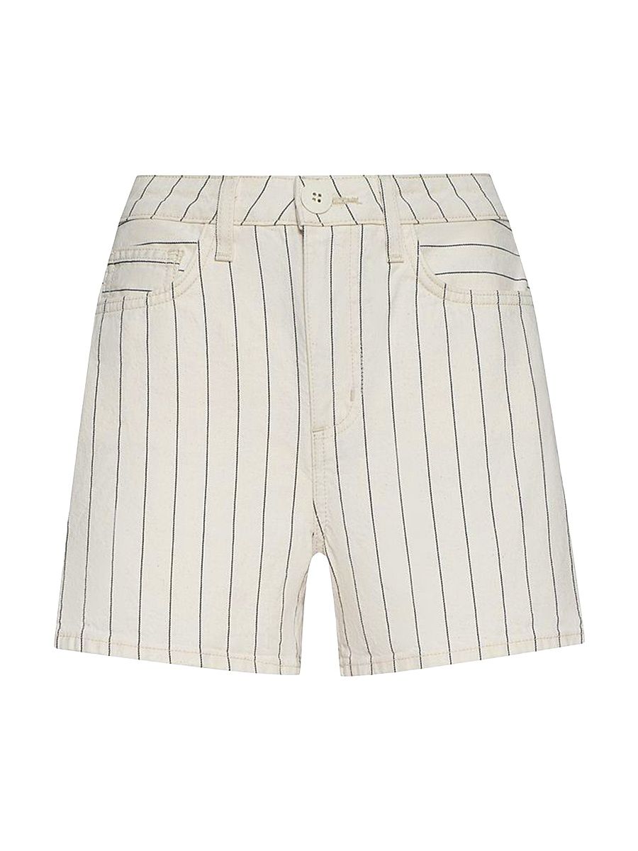 Women's Lissania Pinstriped Ultra High-Rise Denim Shorts - Ecru Navy Stripe - Size 32